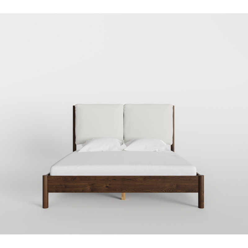 Lit tapissier en bois massif Chad, Grand lit