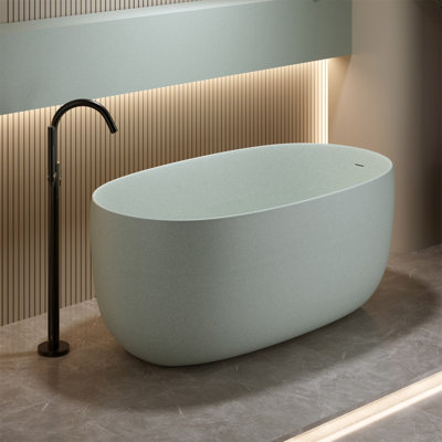 Baignoire de trempage autoportante en résine de 47 po à surface solide avec trop-plein et bonde escamotable 47 po