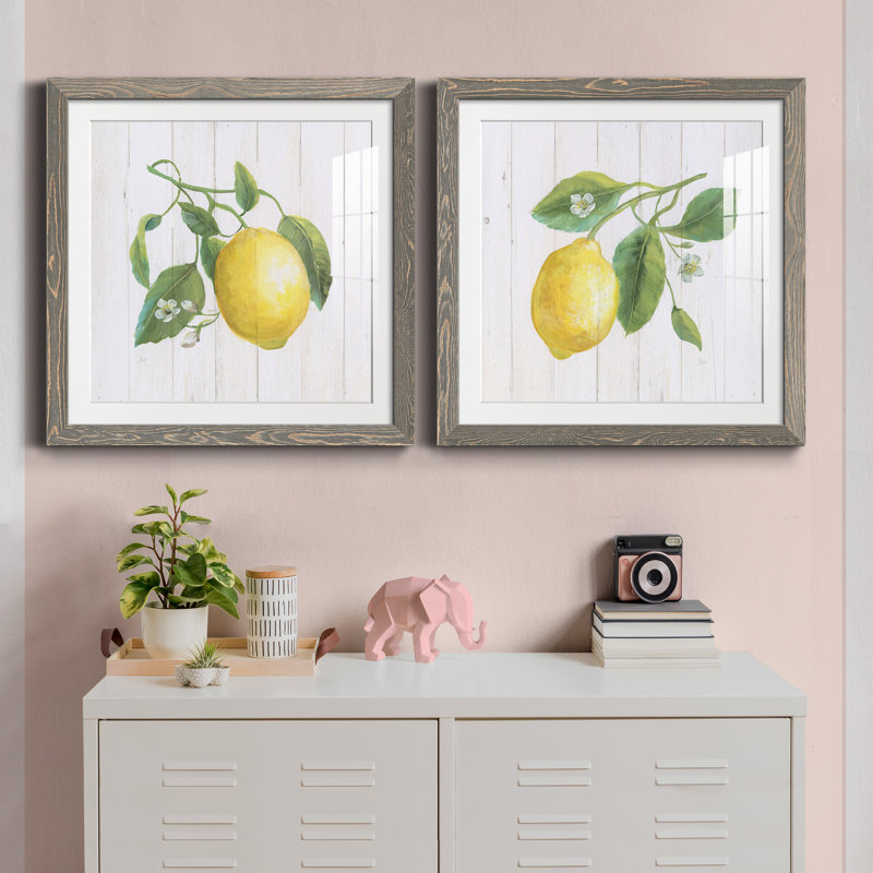 Lemon Fresh I - ensemble de 2 cadres photo, H 27,5 po x l 55 po x P 1,5 po, Encadré gris