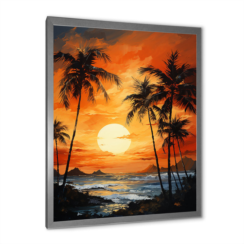 Tangerine au crépuscule tropical, Cadre simple argenté, H 32 po x l 24 po x P 1 po
