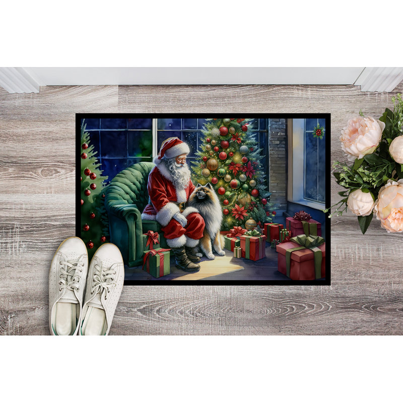 Paillasson Keeshond and Santa Claus, L 18 po x L 27 po