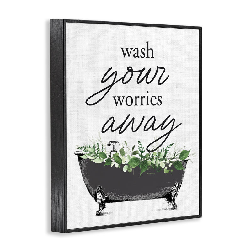 «Wash Worries Away Herbs», estampe numérique giclée par Designed, H 20 po x l 16 po, Giclée encadrée noir minuit