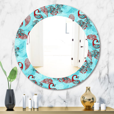 Winter with Peacocks and Snowflakes Modern Wall Mirror