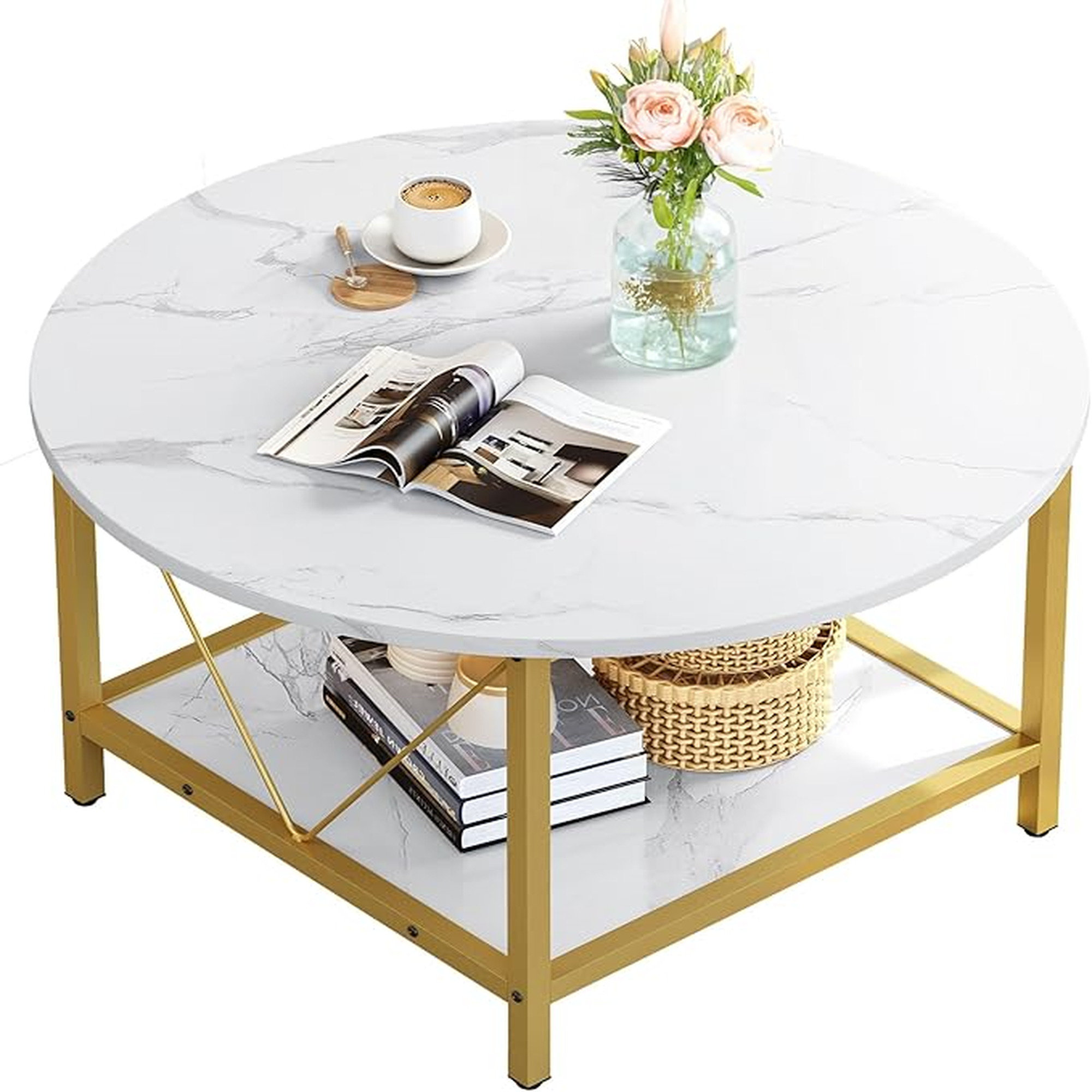 Mercer41 Yelina Marble Top Coffee Table | Wayfair