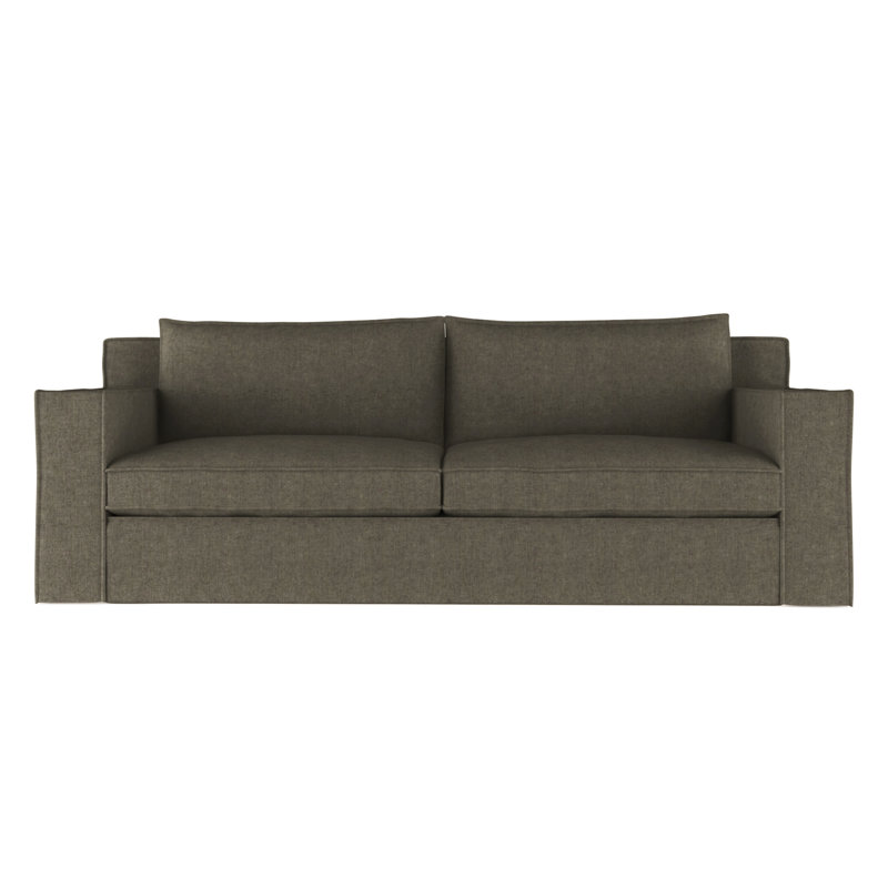 Mulberry Square Track-Arm Sofa with Flange Seam, 33" H x 108" W x 45" D, Pebble Weave Linen Graphite, Dark Brown