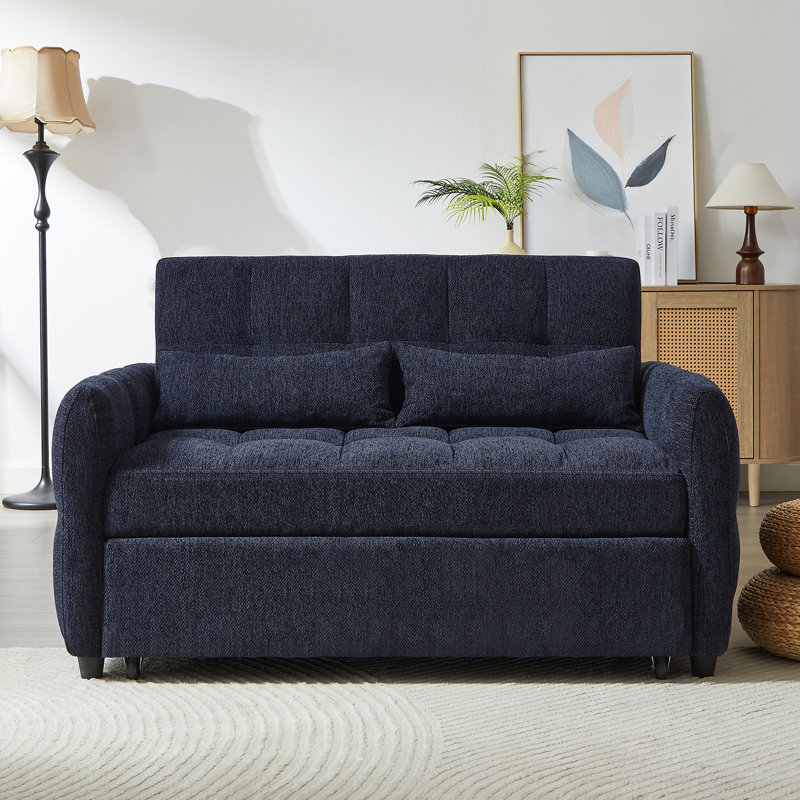 52.8" Loveseat Sofa Pull-Out Sofa Bed Tufted Sleeper Sofa With An Adjustable Backrest, Beige