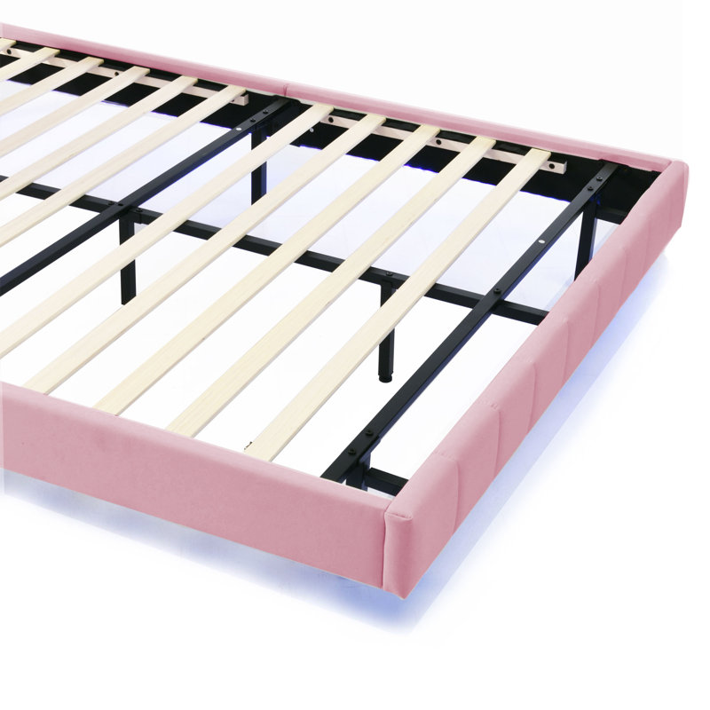 Clate Upholstered Linen Bed, Pink