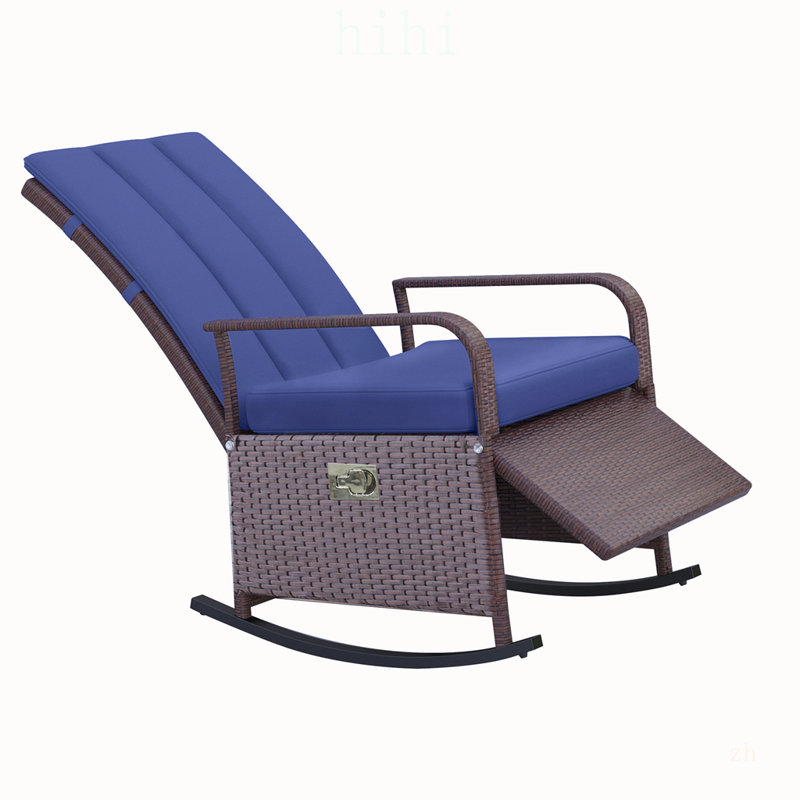 Fauteuil à bascule d'extérieur en osier avec dossier et repose-pieds réglables, fauteuil inclinable de patio en rotin PE pour un confort et une détente ultimes