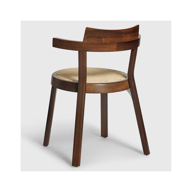 Pagoda Solid Wood Arm Chair, Natural Walnut