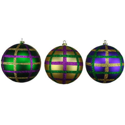4'' Plaid Ball Ornament
