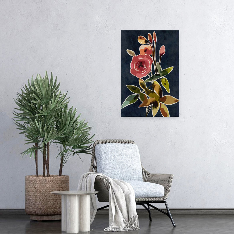 Vintage Floral 3 Abstract Contemporary Elegant Rose Nature Plant Wall Art, 24" H x 16" W