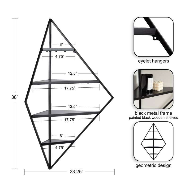 Pinel 4 Shelves Diamond Corner Shelf