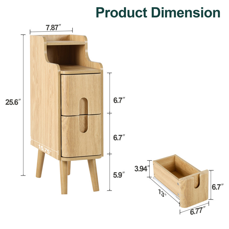 Table de chevet étroite (ensemble de 2), Jaune
