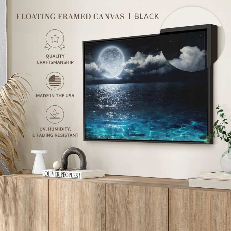 Impression sur toile Moonlit Blue Sea, H 9 po x l 13 po