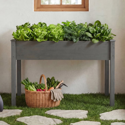 48"W x 30"H Outdoor Wood Raised Bed, Garden Planter Box with Breathable Fabric Bottom