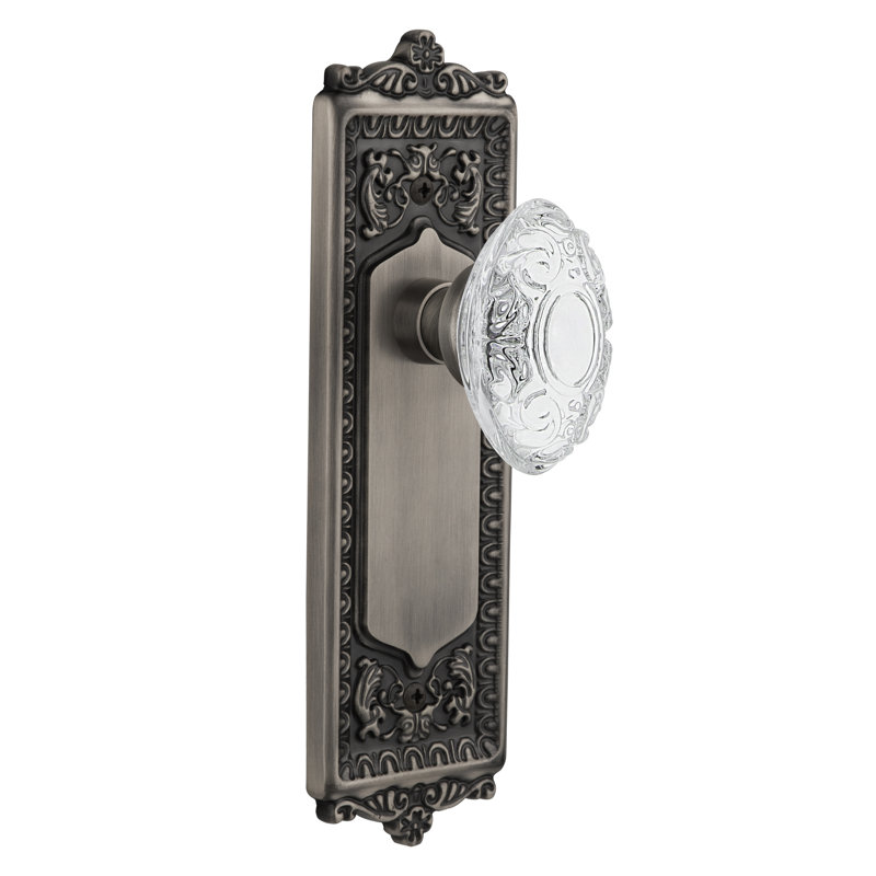 Egg & Dart Plate with Crystal Victorian Knob, Antique Pewter