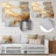 Golden Gleam II - abstrait collage mural en métal, salon-577506742