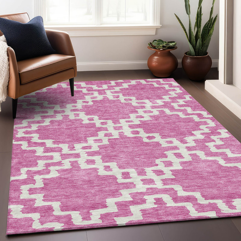 Premium Machine Washable Prisco Blush Rug, Rectangle 5' x 7'6"