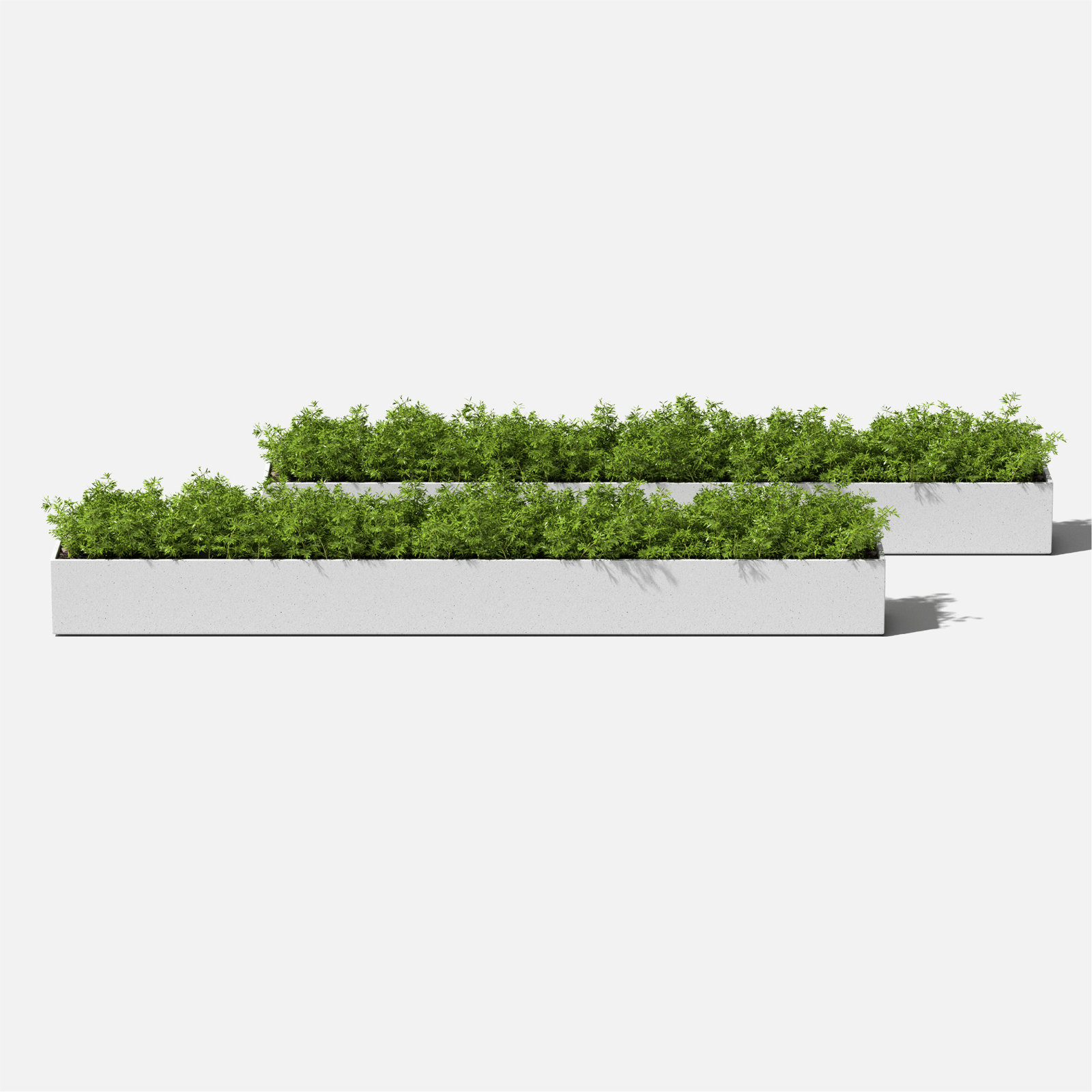 Geo Series Planter Box, White, 3" H x 32" W x 3.5" D, Set of 2