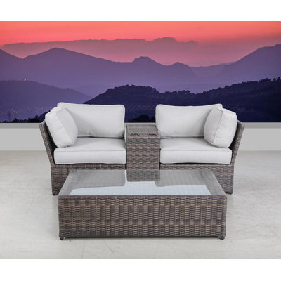 Elodie Wicker Fully Assembled 2 - Person Seating Group with Cushions