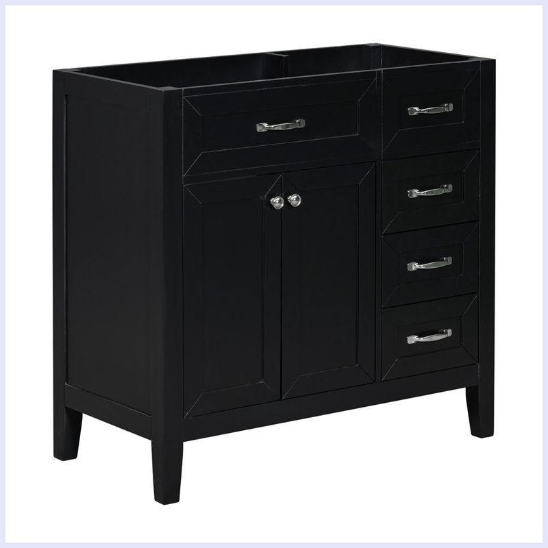 Meuble-lavabo moderne avec armoire et tiroirs, Noir