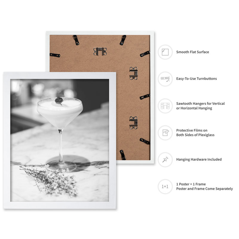 Verre à martini, Poster, 18"H x 24"W, White Framed