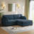 3 - Piece Upholstered Navy Corduroy Modular Sectional Sofa with Pillow Back and Removable Ottoman-772829825