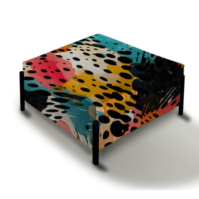 Colorful Neon Jungle Flash II - Geometric Large Square Ottoman