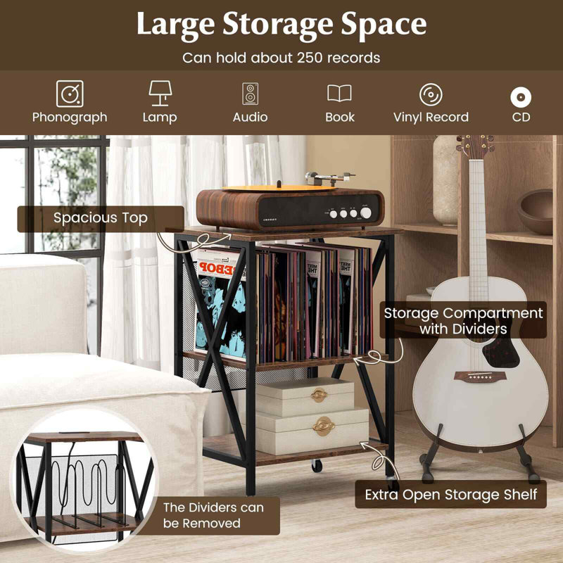 Alphonzo 52cm W Metal Bedside Table, Brown