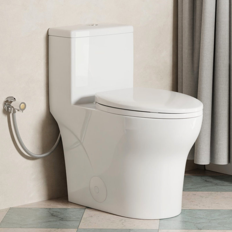 Toilette allongée une pièce Los Flexi, hauteur de chaise ADA de 17 po, chasse double tourbillon 1,0 / 1,28 GPF, siège à fermeture en douceur, installation brute de 12 po