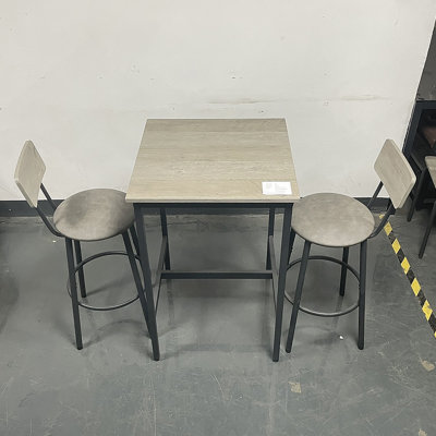 Ensemble de table de bar avec deux tabourets de bar ergonomiques avec sièges et dossiers souples en polyuréthane pour un repas et un divertissement confortables