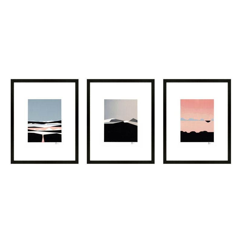 Afrika Set Of 3 Print by Lee Lessem, Black Framed, 20" H x 16" W x 1.25" D