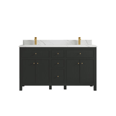 Sonoma X P 22 po Meuble-lavabo double en D avec comptoir en quartz
