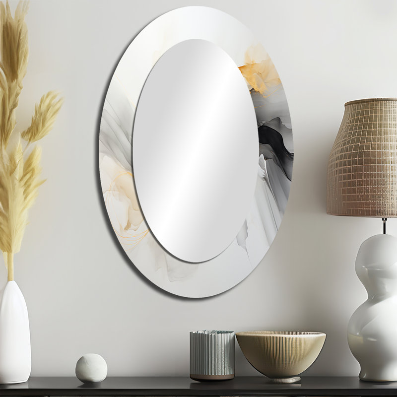 Miroir mural oval sur fond jaune, 36 po x 24 po