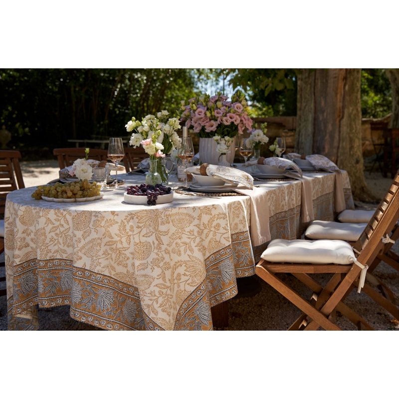 Chloe Handmade Floral Tablecloth, 142" L x 71" W