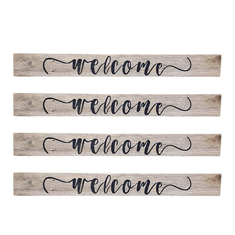 Décoration murale enseigne welcome, H 5,5 po x l 24 po x P 0,5 po, Gris patiné