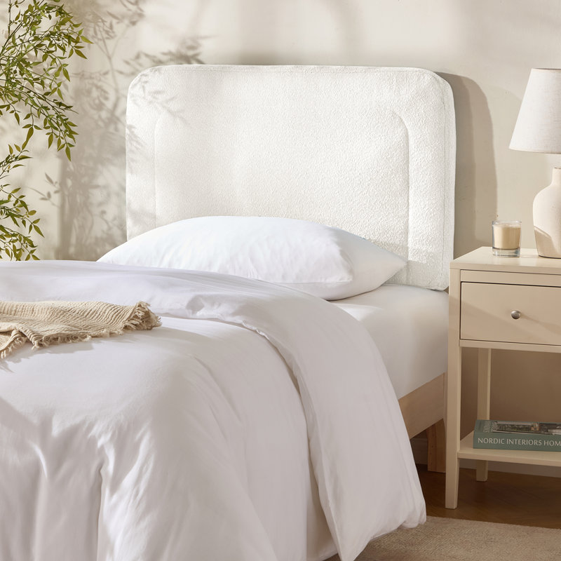 Chastelyne Upholstered Easy Assemble Wall Mounted Headboard, Full, Off White