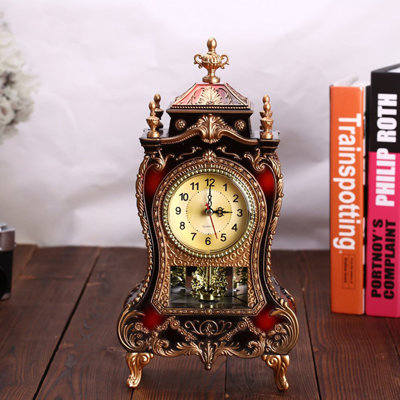 Horloge antique, horloge de table européenne rétro, horloge murale avec pendule et carillons, horloge rétro pour cheminée, salon, chambre à coucher, bureau, décoration de bureau