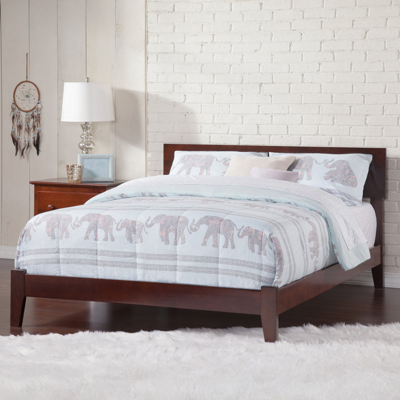 Anndee Solid Wood Foundation Bed, Walnut, Queen