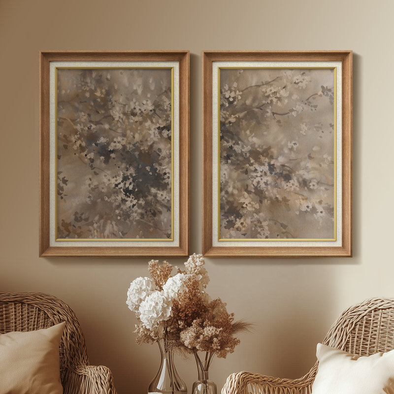 «Neutral Abstract Organic Modern», ensemble de 2 reproductions d'art encadrées sur papier de qualité supérieure 26 po x 36 po