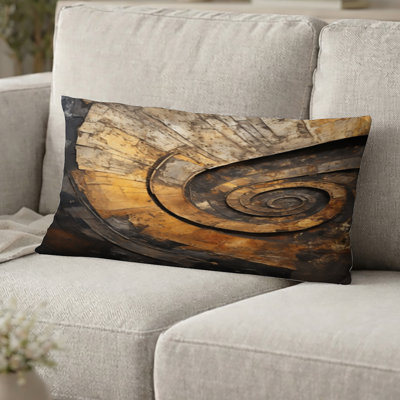 Coussin décoratif doré et noir Timeless Turn I - Abstract Spirals