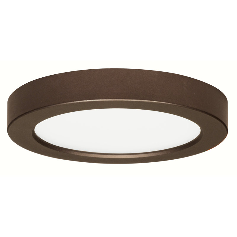 Plafonnier encastré cylindrique simple à DEL 1 lumière Elzy, 2700 K, Nickel brossé