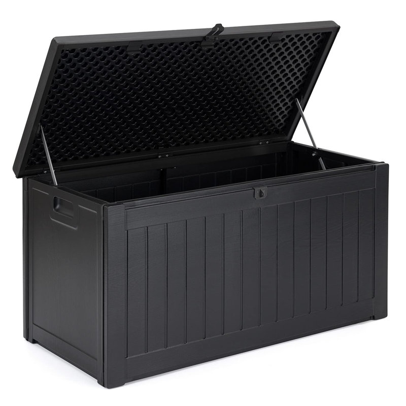 17 Stories Elvir 96cm W 190L Lockable Deck Box in Black