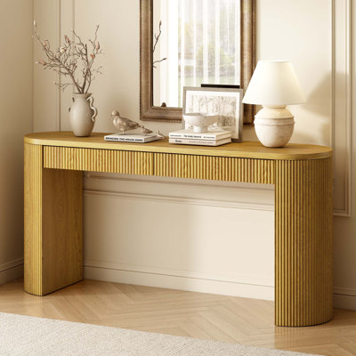 Console sophistiquée avec placage de pin et rayures verticales, convient au vestibule, au couloir, au salon, à la chambre à coucher et à la salle à manger