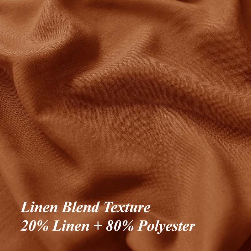 Vollmar Linen Blended Grommet Semi-Sheer Curtain Pair, 52" W x 96" L, Terracotta