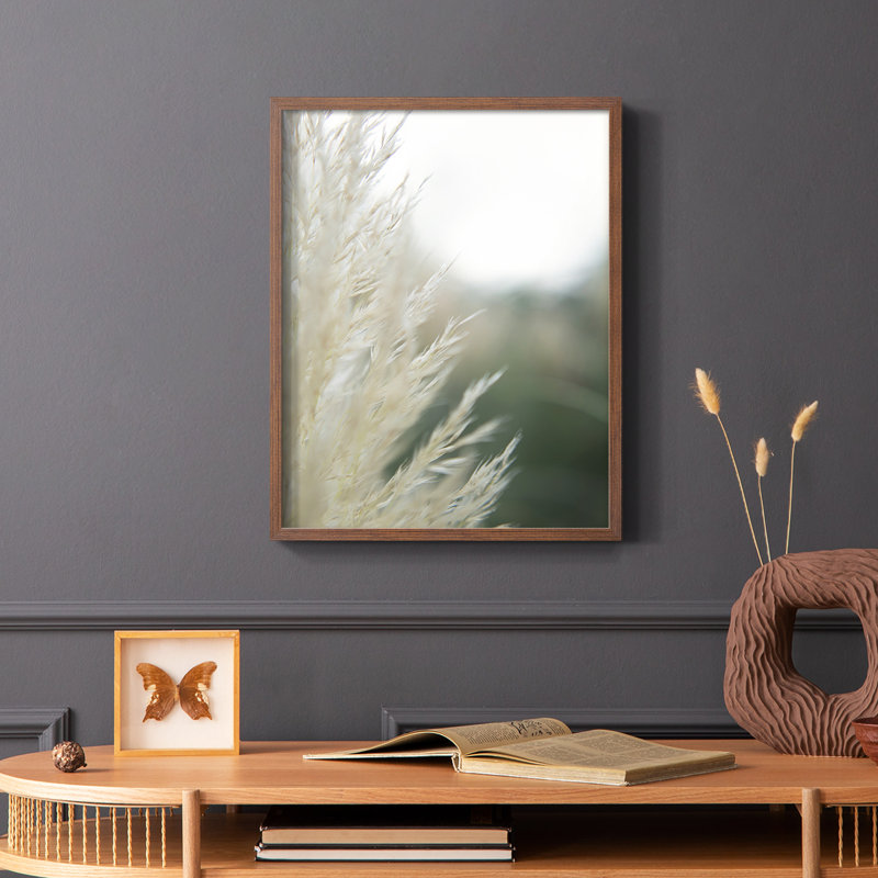 «Subtle Graminées I», reproduction encadrée - bois massif, H 20 po x l 16 po, Brun