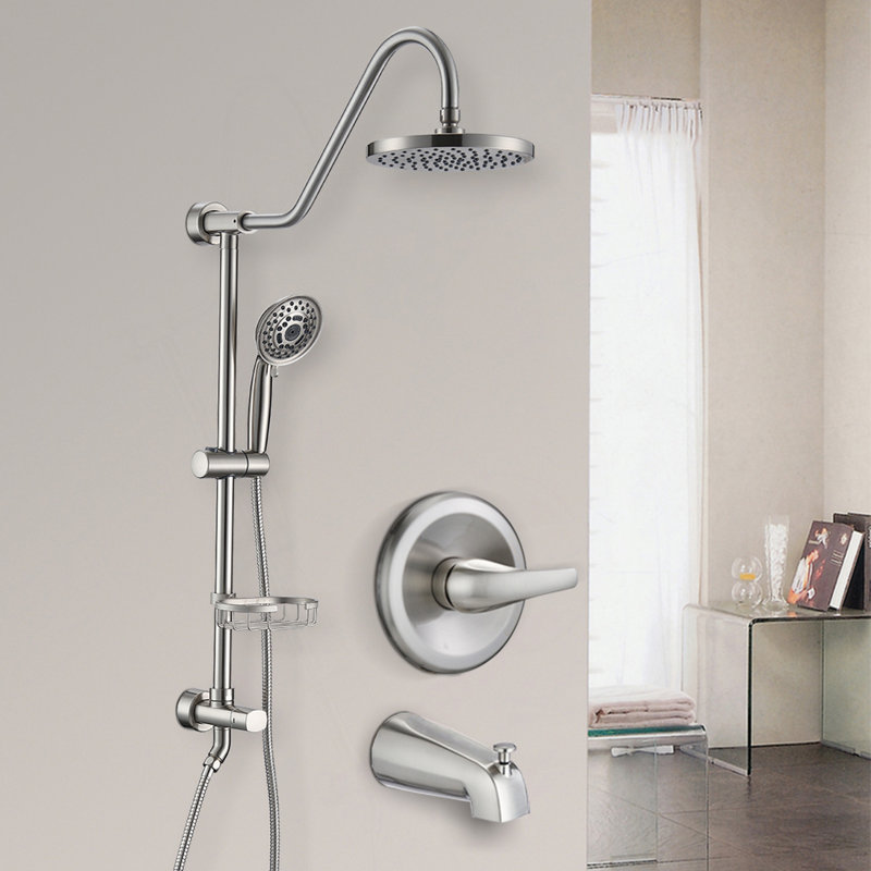 Shower Head With Handheld Shower System With 8" Rain Shower Head With Tub Spout (Rough-In Valve Included)