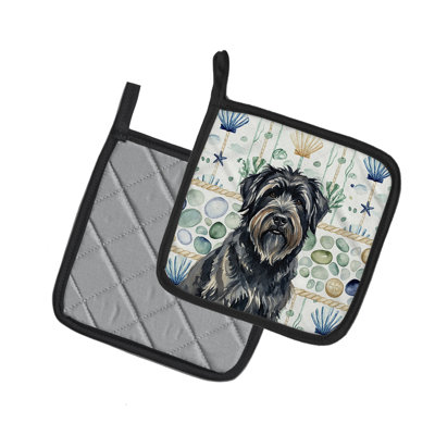Bouvier des Flandres Coastal Sea Glass Pair of Pot Holders