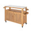 Chariot-bar d'extérieur en bois d'acacia de patio, finition naturelle, ensemble de 1