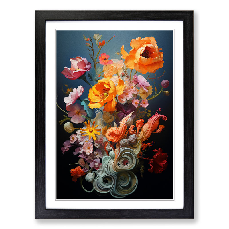 Floral Orphism - Framed Print, Black Framed, 64cm H x 46cm W